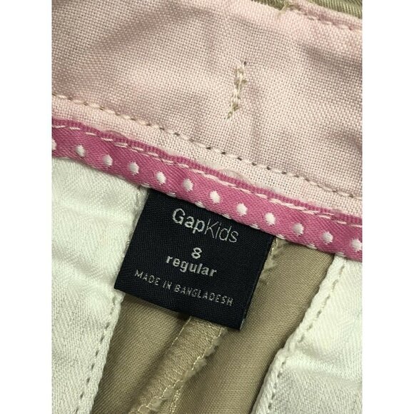 New GAP Kids Girls Tan Khaki Long Bermuda Chino Shorts Adjustable Waist 8 - Picture 4 of 5
